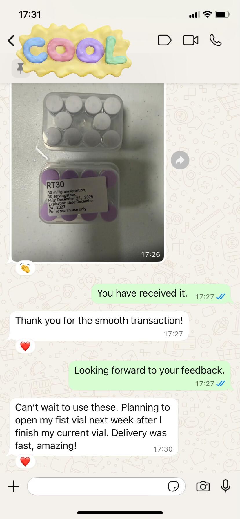 Customer feedback screenshot